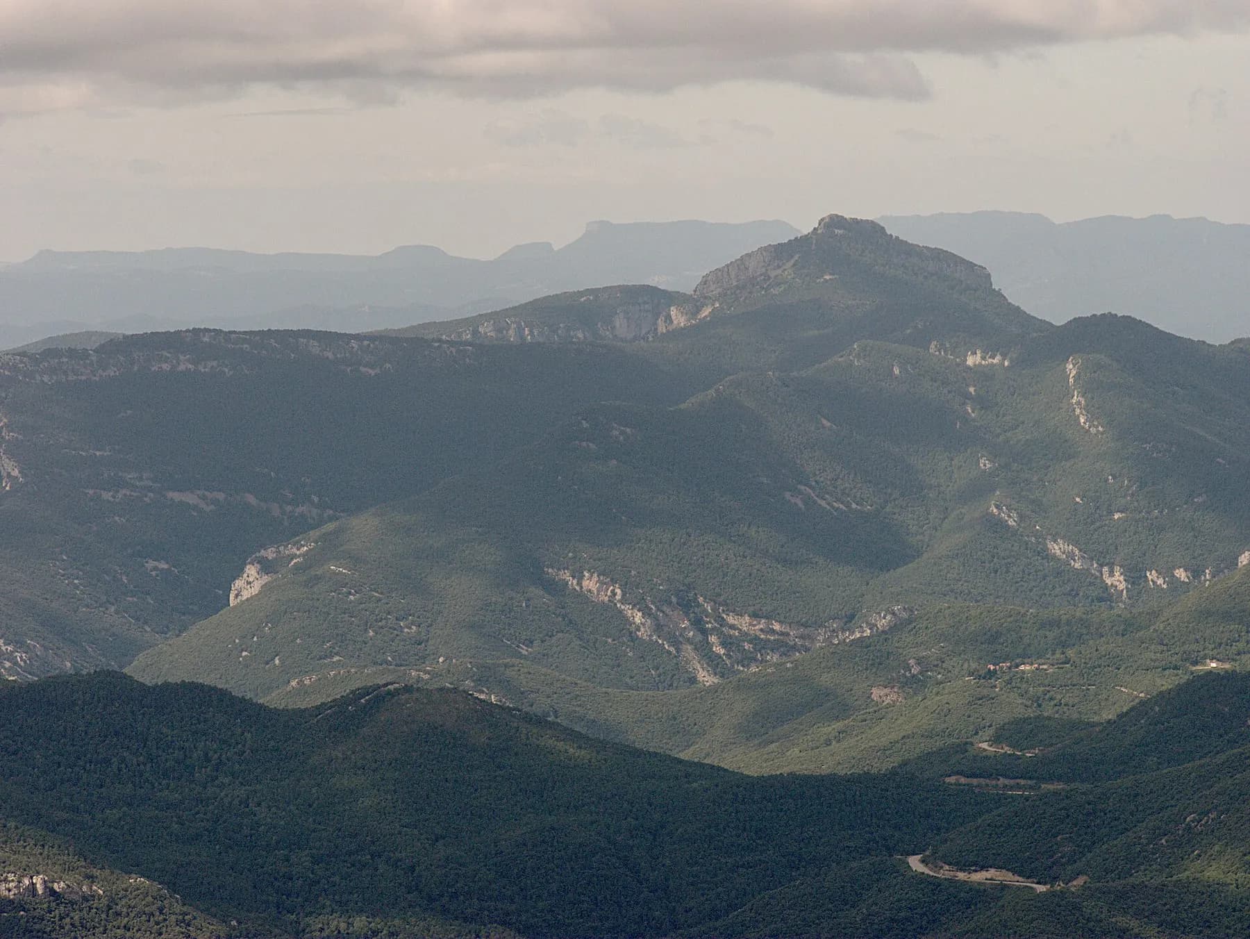 The outline of Bassegoda above the Alta Garrotxa ridges